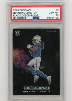 2023 Panini Obsidian Quentin Johnston Rookie Black Color Blast PSA 10 - Image 1