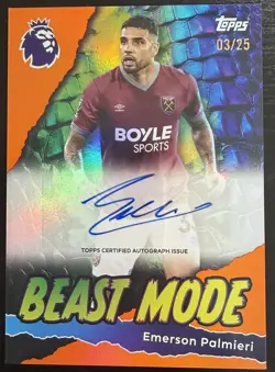2025-26 Topps Premier League Emerson Palmieri Beast Mode Orange Auto /25 SP - Image 1