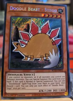 Yu-Gi-Oh Doodle Beast Stego 1st Edition Secret Rare Card BLCR-EN032 NM - Image 1