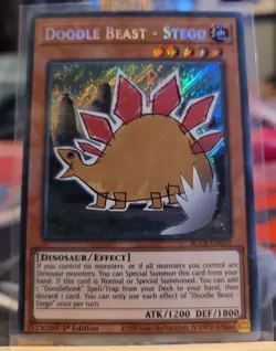 Yu-Gi-Oh Doodle Beast Stego 1st Edition Secret Rare Card BLCR-EN032 NM - Image 3