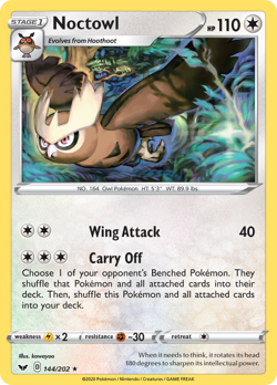 Noctowl 144/202 Rare | Sword & Shield | Pokemon Card - Image 1