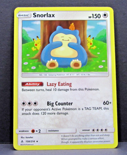 2019 Pokemon SM Unbroken Bonds Snorlax Holo Rare #158/214 - Image 1
