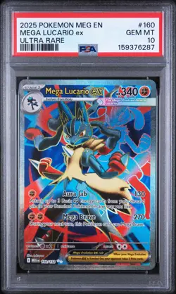 Mega Lucario EX 160/132 Ultra Rare Meg En-mega Evolution Pokemon PSA 10 - Image 3