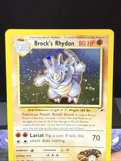 Pokemon Card Brock's Rhydon 2/132 Holo Rare Gym Heroes WOTC Near Mint - Image 2