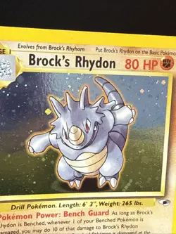 Pokemon Card Brock's Rhydon 2/132 Holo Rare Gym Heroes WOTC Near Mint - Image 3