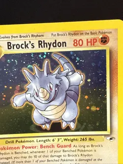 Pokemon Card Brock's Rhydon 2/132 Holo Rare Gym Heroes WOTC Near Mint - Image 4