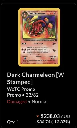 Dark Charmeleon 32/82 Pokemon Card TCG Team Rocket W Stamp Promo WoTC MP - Image 2