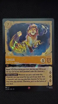 Simba - King in the Making 20/204 Whispers in the Well Lorcana Cold Foil - Image 1