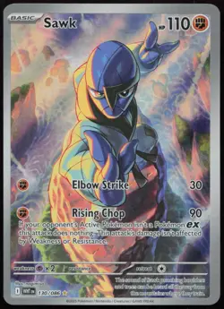 Sawk 130/086 NM White Flare Illustration Rare Holo Pokemon - Image 1