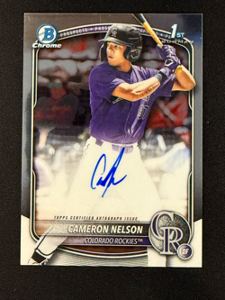 2025 Bowman Chrome Auto Cameron Nelson 1st Bowman #CPA-CN Colorado Rockies - Image 1