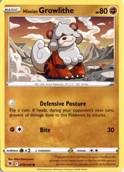 Hisuian Growlithe 070/189 SWSH10: Astral Radiance Pokemon Card TCG - Image 1