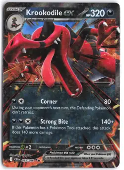 Krookodile ex 055/086 Double Rare ME04: Chaos Rising Pokemon NM - Image 1