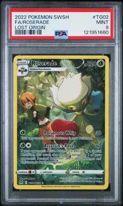 2022 POKEMON SWORD & SHIELD LOST ORIGIN #TG02 FULL ART/ROSERADE PSA 9 - Image 1