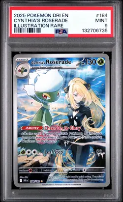 2025 POKEMON DRI EN-DESTINED RIVALS ILLUSTRATION RARE CYNTHIA'S ROSERADE PSA 9 - Image 1