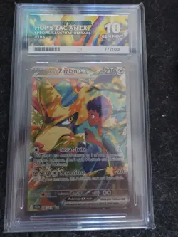 Pokemon TCG Hop's Zacian EX Card 186/159 Sir Journey Together Ace 10 Gem Mint - Image 1