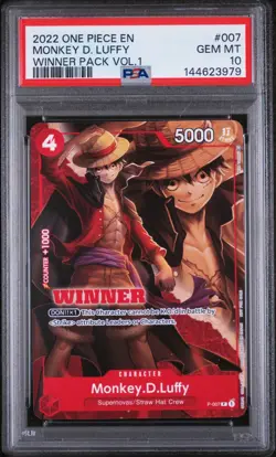 MONKEY D LUFFY P-007 WINNER PSA 10, 2022 ONE PIECE CARD GAME WINNER PACK VOL. 1 - Image 1