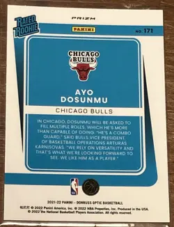 2021-22 Panini Donruss Optic Rated Rookie Ayo Dosunmu #171 Holo Silver Prizm RC - Image 2