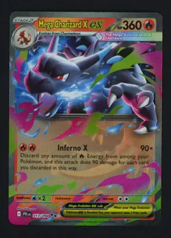 Mega Charizard X ex 013/094 ME02: Phantasmal Flames Holo Double Rare Pokemon TCG - Image 1