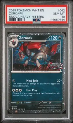 Pokemon Unova Heavy Hitters Promo Zoroark 062 White Flare Stamp PSA 10 - Image 1