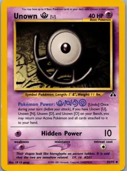 Unown [U] 51/75 Uncommon Neo Discovery Pokemon Near Mint - Image 1