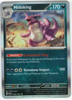 Nidoking 034/165 Rare 151 Pokemon TCG Holo Near Mint - Image 1