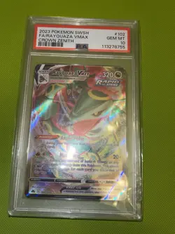 Pokemon TCG Rayquaza VMAX Holo Rapid Strike Crown Zenith 102/159 PSA 10 - Image 1