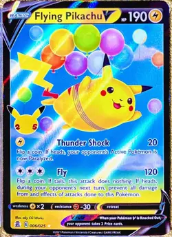 Flying Pikachu V Celebrations 006/025 ULTRA RARE Pokemon TCG 2021 Nintendo NM+ - Image 1