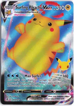 Surfing Pikachu VMAX 009/025 Holo VMAX Rare Celebrations Pokemon NM - Image 1