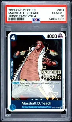 2024 ONE PIECE JUDGE PACK VOLUME 4 014 MARSHALL D. TEACH PSA 10 GEM MINT - Image 1