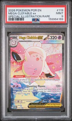 2026 POKEMON PERFECT ORDER SPECIAL ILLUSTRATION RARE MEGA CLEFABLE EX PSA 9 - Image 1