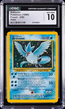 1999 POKEMON FOSSIL #2 ARTICUNO CGC 10 - Image 1