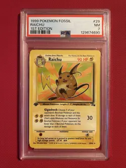 1ST EDITION 1999 POKEMON FOSSIL #29 RAICHU PSA 7 - Image 1