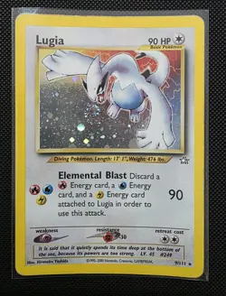 Lugia 9/111 Holo Neo Genesis Pokemon Unlimited Mouth SWIRL HP - Image 1