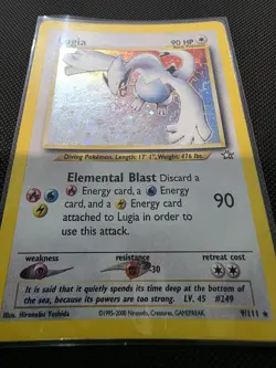 Lugia 9/111 Holo Neo Genesis Pokemon Unlimited Mouth SWIRL HP - Image 2