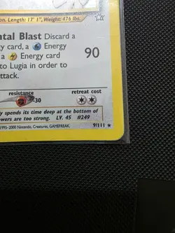 Lugia 9/111 Holo Neo Genesis Pokemon Unlimited Mouth SWIRL HP - Image 5