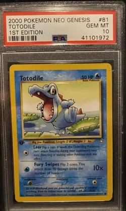 Pokemon TCG Totodile Neo Genesis Card 81/111 Regular PSA 10 - Image 1