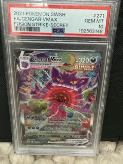 2021 Pokemon SW&SH Fusion Strike Gengar VMax Full Art PSA 10 Gem Mint #157/264 - Image 1