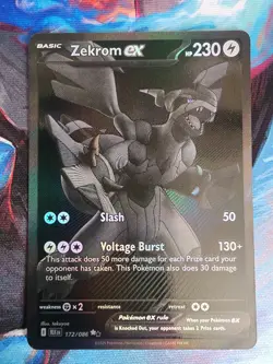 Pokemon Co Zekrom ex 172/086 Sv Black Bolt Full Art Holo Rare HP230 EN 2025 - Image 1