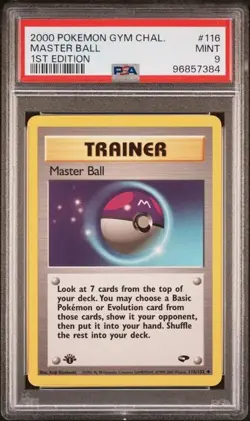 2000 POKEMON GYM CHALLENGE #116 MASTER BALL PSA 9 MINT 1ST EDITION - Image 1