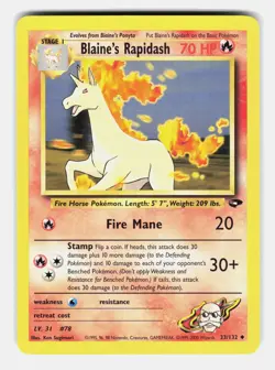 Blaine's Rapidash 33/132 Uncommon Gym Challenge Unlimited Moderately Played - Image 1