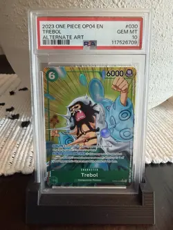 Namco One Piece Kingdoms of Intrigue Trebol Alt Art Foil EN PSA 10 OP04-030 - Image 1