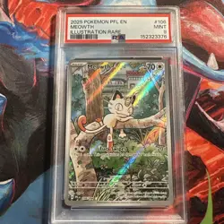 2025 Pokemon Phantasmal Flames - Meowth 106/094 - Illustration Rare #106 - PSA 9 - Image 1