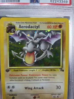 Pokemon PSA 9 Aerodactyl #1 Cosmos Holo 1st Ed Fossil Prerelease 1999 English - Image 4