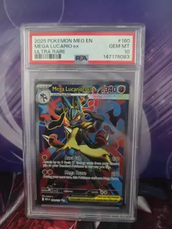 Pokemon Card | PSA 10 Mega Lucario EX 160/132 Meg EN-Mega Evolution Ultra Rare - Image 1
