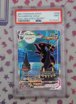 Pokemon Umbreon VMAX 215/203 Evolving Skies Alt Full Art Secret Holo EN PSA 9 - Image 1