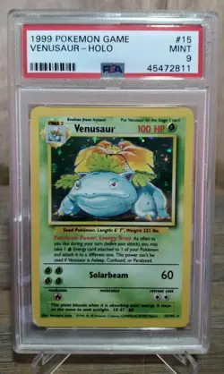 1999 POKEMON TCG BASE SET UNLIMITED #15/102 VENUSAUR HOLO PSA 9 - Image 1