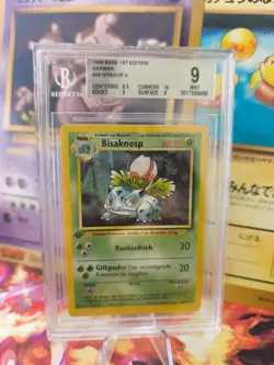 Pokemon Karte Card bisaknosp Ivysaur Base Basis Set 1. Edition Beckett BGS 9 - Image 1