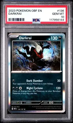 2023 POKEMON OBSIDIAN FLAMES #136 DARKRAI PSA GEM MINT 10'S - Image 1