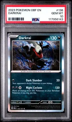 2023 POKEMON OBSIDIAN FLAMES #136 DARKRAI PSA GEM MINT 10'S - Image 3