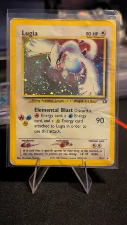 Pokemon TCG Lugia 9/111 Neo Genesis Holo Rare Unlimited English 2000 90 HP - Image 1